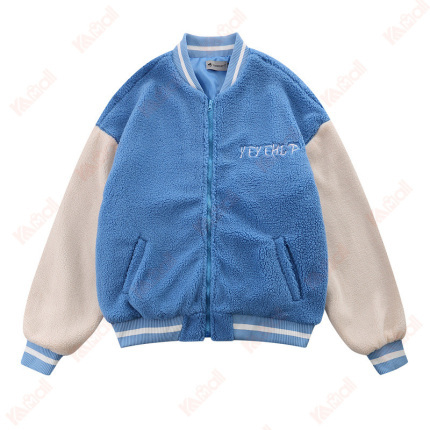cotton blend blue bomber jackets